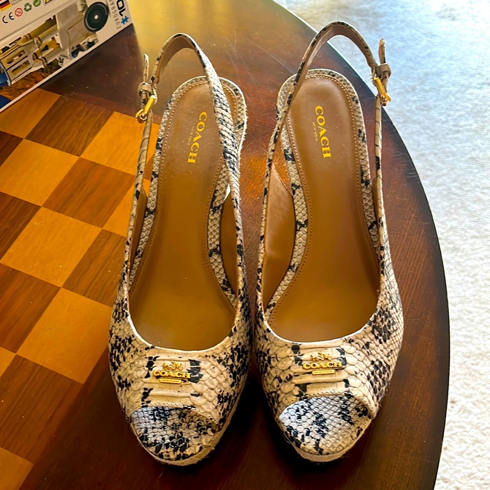 Coach snakeskin wedges in excellent condition
